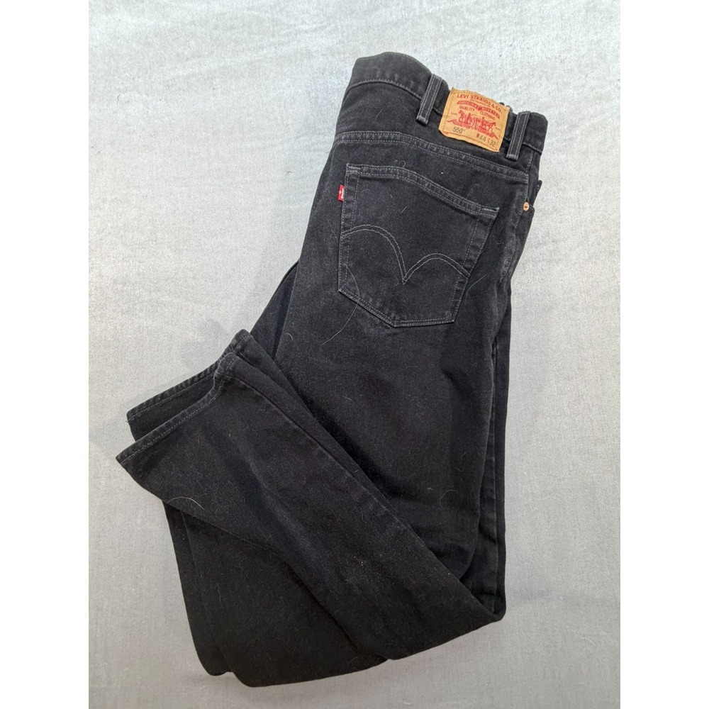Vintage Levi Strauss Men Black Denim 550 Jeans 44X32 Relaxed Fit Made in USA